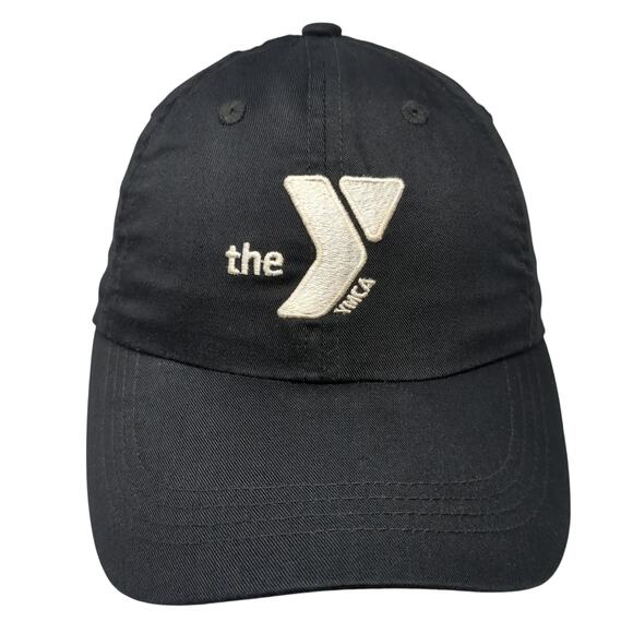 The Ymca Strapback Baseball Cap Black OS Adjustable Embroidered Port Authority - Picture 1 of 9